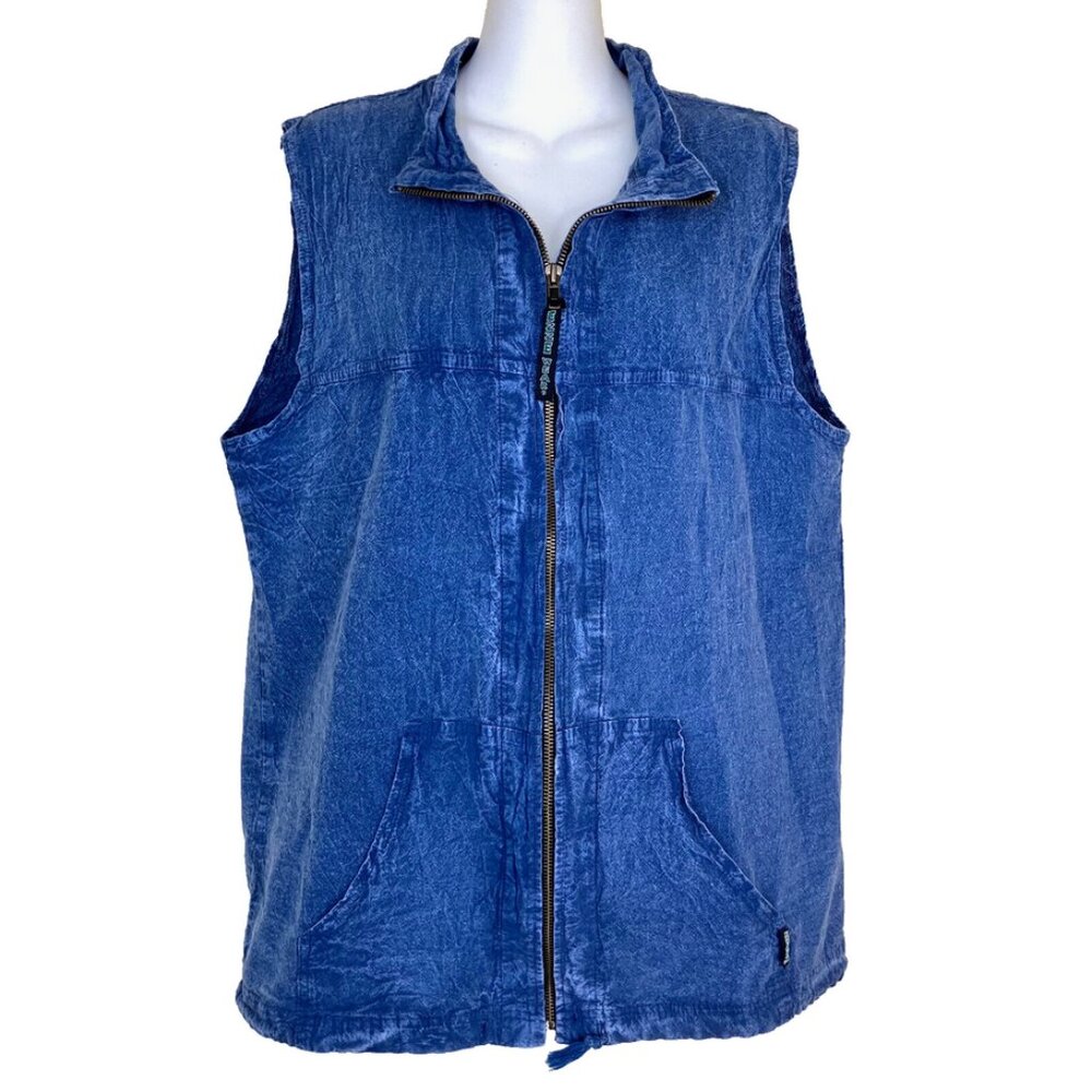 Honey-Komb Cotton Lightweight Vest Vintage Ezze Wear 90s Made in Canada Blue
